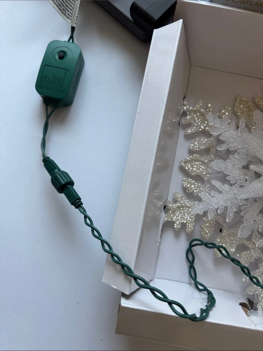 LED Snowflake Tree Topper - Glittered Holiday Decoration